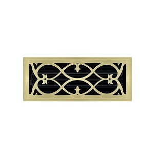 4 X 10 Victorian Floor Register - Brass Plated
